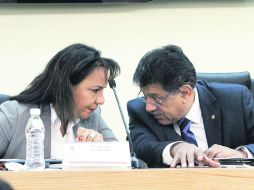 Graciela Saldaña y Miguel Alonso Raya participaron en el Foro Riesgos y Alternativas del Fracking en México, en la Cámara de Diputados. NTX /