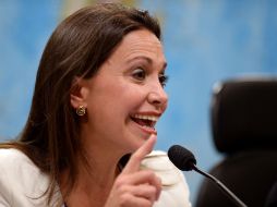 Machado explicó la situación venezolana durante una audiencia en la Comisión de Relaciones Exteriores del Senado brasileño. AFP /