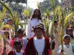La representación del Domingo de Ramos fue realizada a las afueras de la Iglesia de San Lucas, en Iztapalapa. SUN /