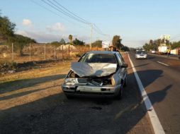 Un hombre en un Jetta gris esquiva a un caballo en medio del camino y se estrella contra un muro.  /