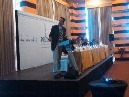 Roberto Giesemann, dentro del foro ''Innovación y tecnología, impulsando el desarrollo del campo mexicano''.  /