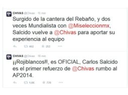 Este fue el mensaje con el que el equipo rojiblanco dio a conocer la noticia en su cuenta de Twitter.@chivas  /