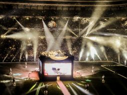 El festejo se llevó a cabo en el Santiago Bernabéu el domingo donde se cantó el nuevo Himno. AFP /