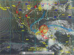 Se esperan lluvias torrenciales en Veracruz y Tabasco; intensas en Campeche, y muy fuertes en Quintana Roo y Yucatán. Foto: SMN. ESPECIAL /