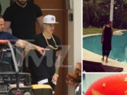 El canadiense viaja acompañado por un amigo y también por la cantante Rita Ora. Foto: TMZ. ESPECIAL /