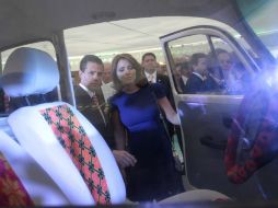 Enrique Peña Nieto acompañado de su esposa, Angélica Rivera, visitan el pabellón turístico de México en Madrid. NTX /