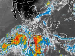 La depresión tropical 4-E se ubica a 525 kilómetros al sur-suroeste de Manzanillo, Colima. TOMADA DE @conagua_clima  /