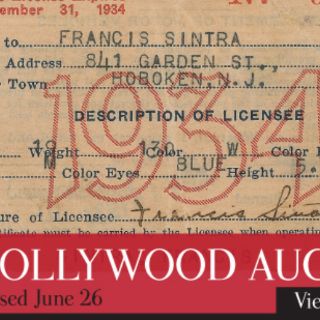 Subastan primera licencia de conducir de Frank Sinatra