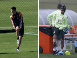 James Rodríguez (i) y Neymar Jr. los jóvenes estrella de los Cafeteros y la Verdeamarella, respectivamente. EFE /