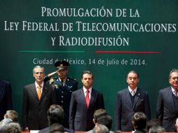 El Presidente Enrique Peña Nieto promulga la Ley Federal de Telecomunicaciones y Radiodifusión, este lunes. SUN /