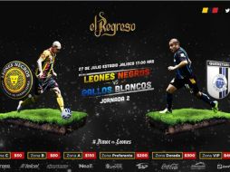 Por medio de las redes sociales, dan a conocer los precios para el partido ante Gallos Blancos. Tomada de Facebook de Leones Negros. ESPECIAL /