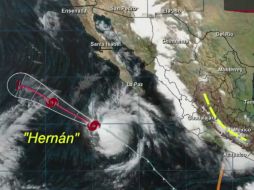 ''Hernán'', formado sobre el Pacífico, pierde intensidad durante la noche y se debilita a tormenta tropical. Foto: Conagua. ESPECIAL /