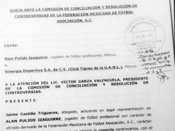 El delantero compartió con sus más de 4 mil 200 seguidores en Twitter, la carátula de la disputa que presentó ante la FMF. @PULIDOOO ESPECIAL /