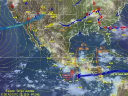 Este fenómeno presentará 70 por ciento de potencial para desarrollo ciclónico en las próximas 120 horas. Foto: SMN. ESPECIAL /