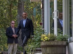 Obama da la declaración a la prensa desde su residencia de vacaciones en Martha’s Vineyard, Massachusetts. AFP /