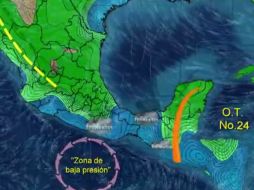 Imagen de la Conagua que muestra la zona afectada por la baja presión. ESPECIAL /