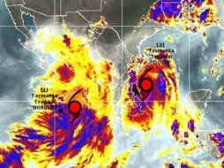 'Dolly' y 'Norbert' se encuentran muy cerca de territorio nacional en el Atlántico y Pacífico, respectivamente. TOMADA DE @conagua_clim  /