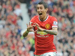 Di María anotó su primer gol para el equipo de Louis van Gaal. EFE P. Powell  /