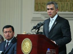 El jefe de gobierno, Miguel Ángel Mancera, durante segundo Informe de Gobierno. NTX J. Pazos  /