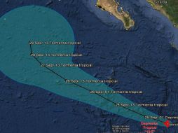 La trayectoria de la Depresión Tropical en el Pacífico. TWITTER / @conagua_clima