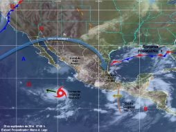 Una zona de inestabilidad afectará el noroeste, occidente y porciones del centro de la República. ESPECIAL / smn.cna.gob.mx