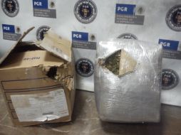 El paquete asegurado este viernes en una empresa de envíos de Guadalajara. EL INFORMADOR / S. Blanco