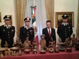 Fueron entregadas oficialmente las piezas en la Embajada de México en Italia. TWITTER / @EmbaMexITa