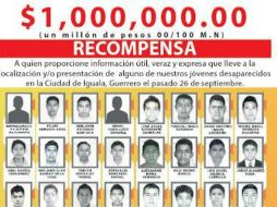 El gobierno de Guerrero ofrece una recompensa a quien proporcione información para localizar a los normalistas. TWITTER / @portalguerrero