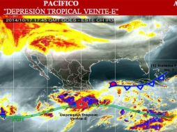 La tormenta se ubica a 190 kilómetros al sureste de Acapulco y se desplaza al norte a 13 kilómetros por hora. ESPECIAL / smn.conagua.gob.mx