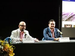 Igor Lozada, titular de Cultura UDG, y Santiago Valencia, del Centro Cultural Diana, dieron detalles sobre el aniversario. EL INFORMADOR / A. García