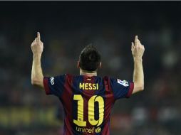 Lionel Messi celebra el gol que logró ante el Eibar. Se encuentra a un gol del mítico Zarra. AFP / L. GENE