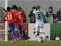 Los Citizens ahora dependen de lo que haga la Roma con el Bayern. AFP / Y. Kadobnov