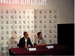 La presentación contó con la presencia de Edgar San Juan (producción) y Alejandro Mendoza (guión). TWITTER / @FICM