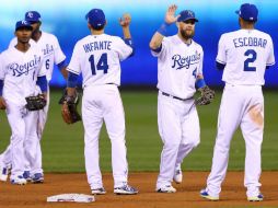 Jugadores de Kansas celebra su victoria sobre San Francisco. AFP / Elsa