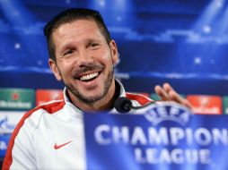 Simeone sonríe durante una rueda de prensa en el Nuevo Estadio de Malmoe, Suecia. AFP / J. Nackstrand