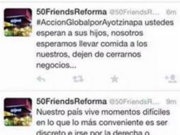 Imagen de los tuits que se publicaron en la cuenta de la pizzería. TWITTER / @50FriendsReforma