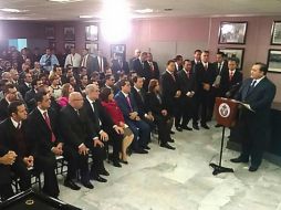 El gobernador Javier Duarte, durante su comparencia en el Congreso de Veracruz. TWITTER / @LegisVer