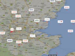 oma aérea de los vuelos que se encuentran en el espacio aéreo británico. Londres cerró su espacio aéreo por una falla técnica. AP /