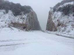 La Policía Federal división Caminos reportó que continúa nevando en el Puerto San Luis. TWITTER / @uepcsonora