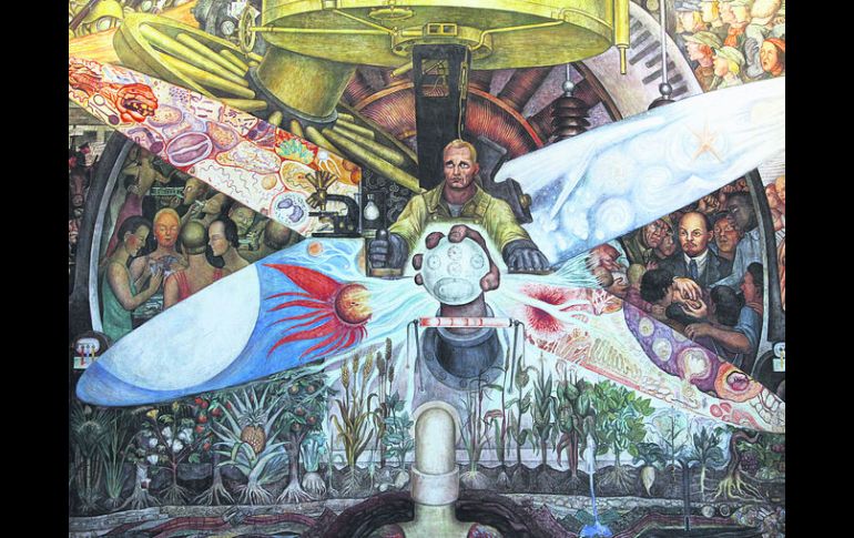 Obra. Mural pintado al interior del Palacio de Bellas Artes, en la Ciudad de México. NTX /  BERNARDO MONCADA