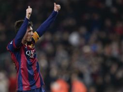 Messi celebra su anotación para el Barça. AFP / J. Lago