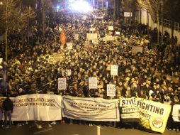 En Leipzig se juntó a la mayor cifra de manifestantes, rondando los 30 mil. EFE / S. Willnow