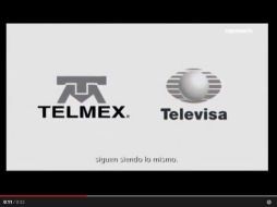 En el mismo 'spot' donde antes aparecía López Dóriga, ahora muestran los logotipos de Telmex y Televisa. YOUTUBE / Irving Pineda