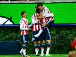 Érick 'Cubo' Torres celebra la segunda anotación del Rebaño ante los poblanos del Ascenso MX. MEXSPORT / A. Macías