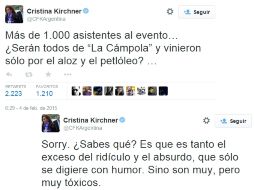 La mandamás argentina causa revuelo por los tuits con los que comenzó la jornada. TWITTER / @CFKArgentina