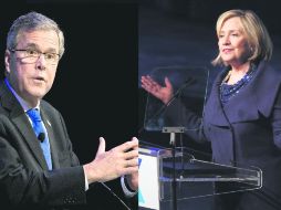 El republicano, Jeb Bush, hermano de George W. Bush y la demócrata Hillary Clinton. AP /