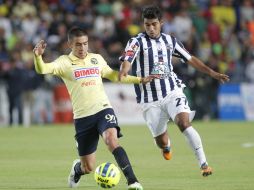 Acción del partido celebrado en el estadio Hidalgo. EFE / D. Martínez