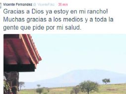 Tweet. Por medio de sus redes sociales el cantante agradeció a su público. TWITTER / Vicente Fernández