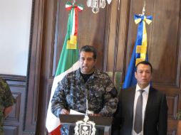 El comisionado de Seguridad, Alejandro Solorio ofreció una conferencia de prensa para confirmar las muertes del atentado del lunes. EL INFORMADOR /