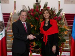 El canciller de México, José Antonio Meade y María Ángela Holguín, la canciller colombiana. NTX / SRE